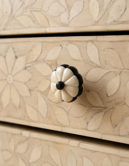 Black Cabinet Knobs | Carved Bone Drawer Pulls Set