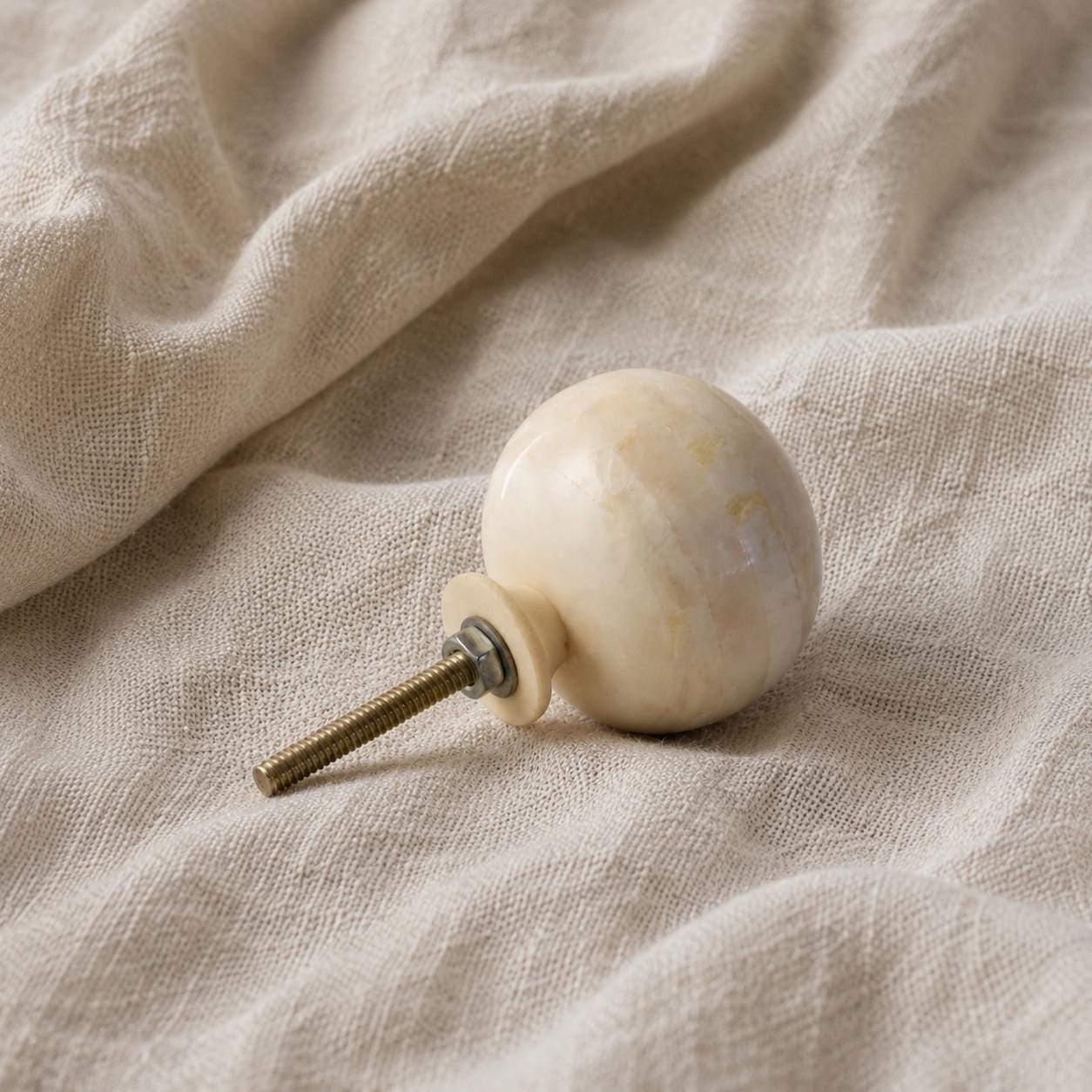 White Cabinet Knobs | Natural Bone Drawer Pulls Set