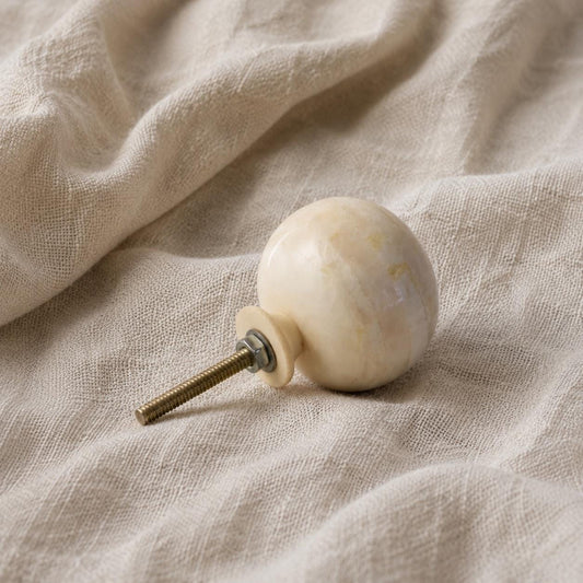White Cabinet Knobs | Natural Bone Drawer Pulls Set