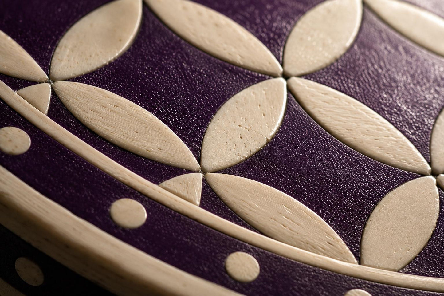 Round Bone Inlay Nightstand | Purple Moroccan 3-Drawer Table