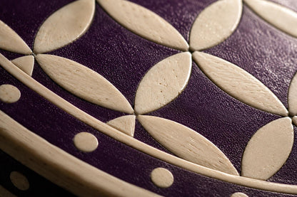 Round Bone Inlay Nightstand | Purple Moroccan 3-Drawer Table
