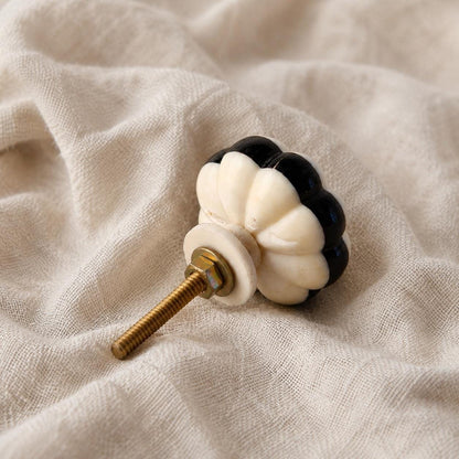 Black Cabinet Knobs | Carved Bone Drawer Pulls Set