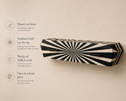 Bone Inlay Floating Console Table | Black & White Sunburst