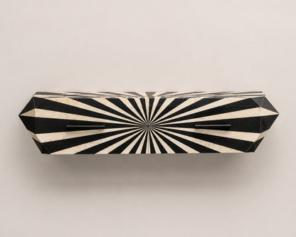 Bone Inlay Floating Console Table | Black & White Sunburst
