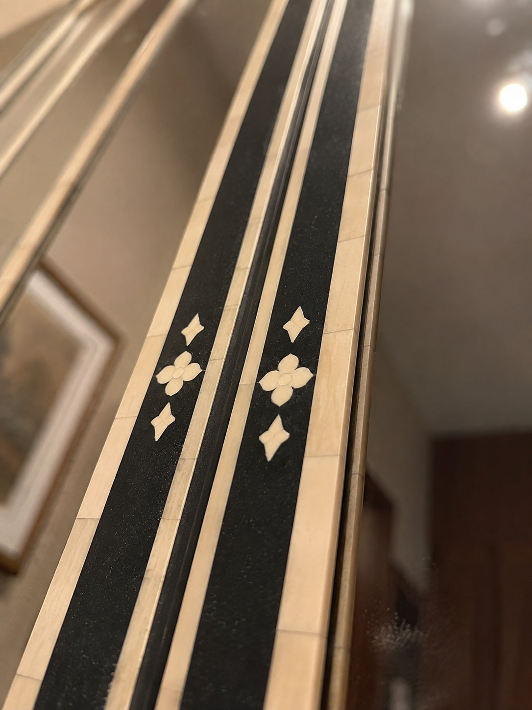 Gothic Arch Bone Inlay Wall Mirror | Black Triptych Arched Mirror