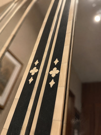 Gothic Arch Bone Inlay Wall Mirror | Black Triptych Arched Mirror