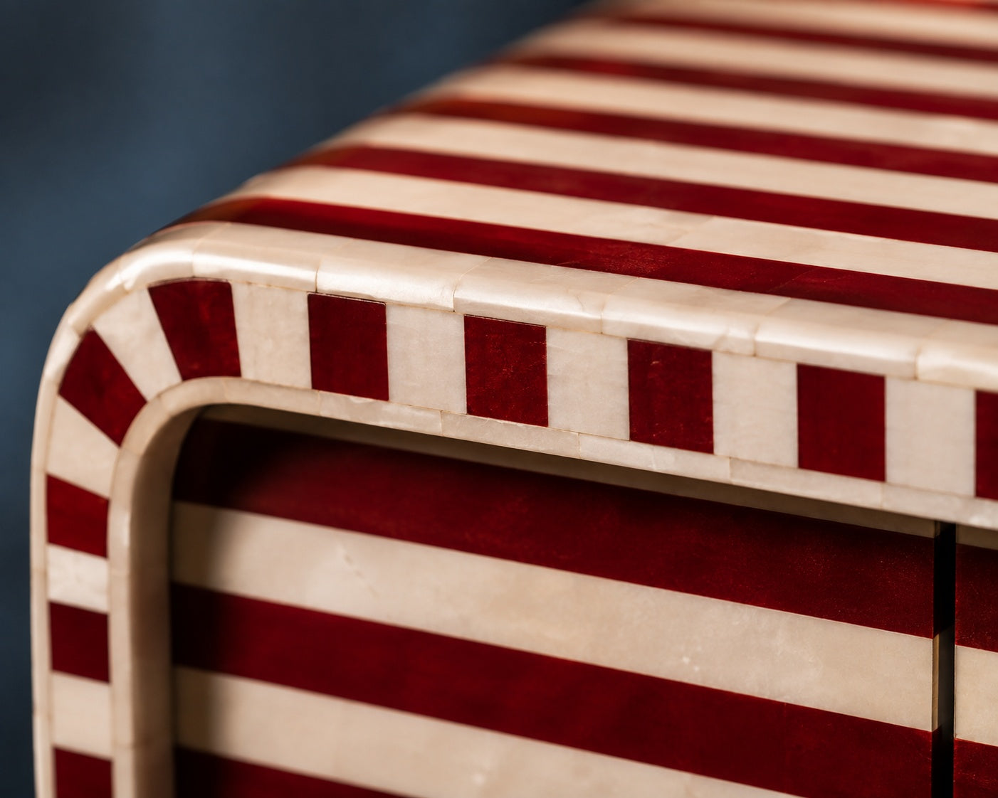 Bone Inlay Sideboard | Striped Arch Credenza with Brass Feet
