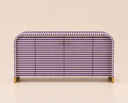 Bone Inlay Sideboard | Striped Arch Credenza with Brass Feet