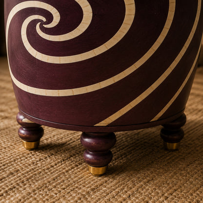 Plum Purple Bone Inlay Side Table | Swirl Drum Accent Table