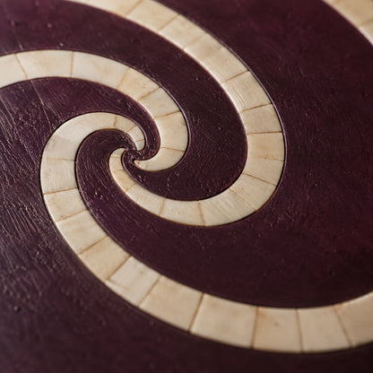 Plum Purple Bone Inlay Side Table | Swirl Drum Accent Table